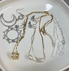 おまとめ5セット訳あり激かわ♡ 金属アレルギー ラスト ネックレスとピアス