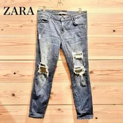 ZARA ダメージデニム スキニージーンズ ビンテージ ザラ 美シルエット