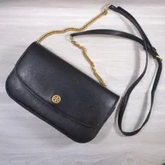 Tory Burch トリーバーチ レザー ショルダーバッグ コンパクト 黒のサムネイル
