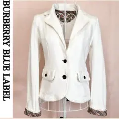 美品 バーバリー ブルーレーベル ジャケット 上着 ブレザー ノバチェック 白