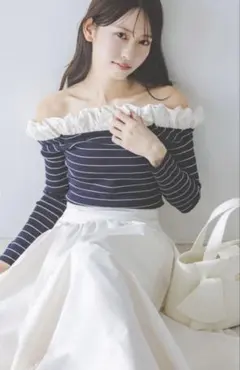 【SNIDEL/スナイデル】オフショルダー フリル ニット トップス