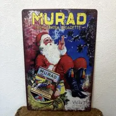 ブリキ看板　サンタクロース　クリスマス　たばこ　アンティーク　インテリア