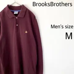 Brooks Brothers バーガンディ 長袖 刺繍ロゴ ポロシャツ M
