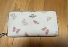 COACH 長財布 ラウンドファスナー バタフライ柄 ホワイトのサムネイル