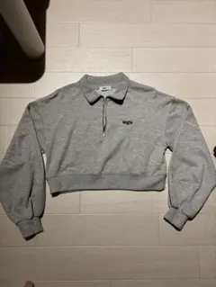 WEGO ハーフジップ クロップドスウェット グレー