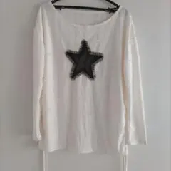 ホワイト 長袖 トップス 星型モチーフ