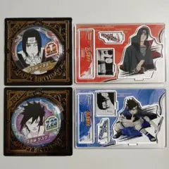 NARUTO バースデー缶バッジ 名場面ジオラマフィギュア うちはイタチ サスケ