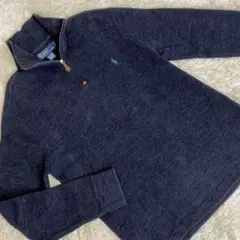 美品 希少 ラルフローレン ハーフジップ セーター ニット ビンテージ 刺繍ロゴ