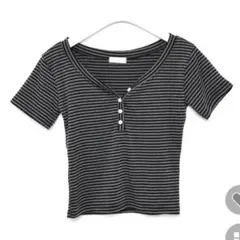 ソニョナラ ブラック ストライプ 半袖 Tシャツ Y2K