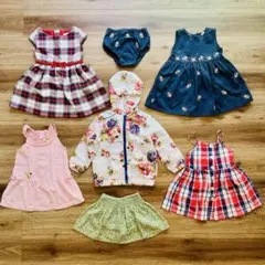 90cm 女の子 セット ワンピース パーカー スカート まとめ 7点 春 夏
