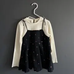 【新品】petit main チェリー刺繍ドッキングチュニック