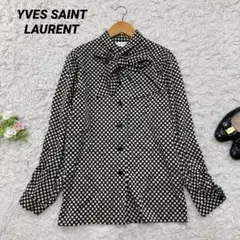 YVES SAINT LAURENT 水玉柄 ボウタイ ブラウス シャツのサムネイル