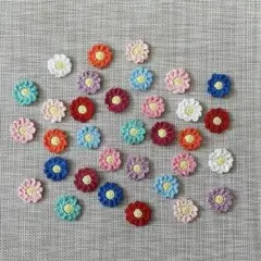 ハンドメイド かぎ針編み 花モチーフ カラフル レース糸編み