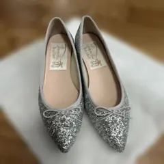 Launa lea ラウナレア　チャンキーヒール　バレエシューズシルバー　23㎝