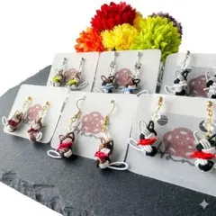 《リニューアル》三毛猫さんピアス、イヤリング