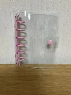 A7 6穴バインダー　シール帳　1つボタン　透明　ピンク