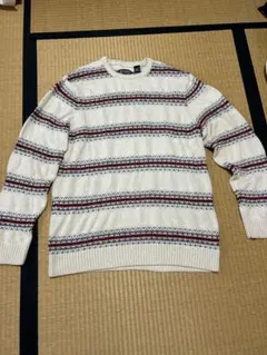 CHAPS XL クリーム色 ストライプニット