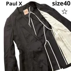 ポールスミス Paul X テーラードジャケット 裏地チェック 黒 40