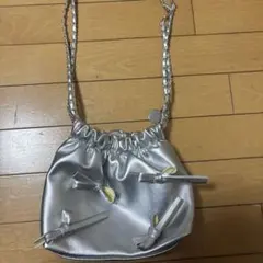 シルバー ギャザーショルダーバッグ