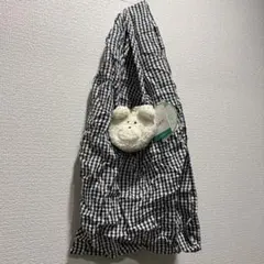 未使用 もこまるフレンズ エコバッグ ギンガムチェック しろくまのサムネイル