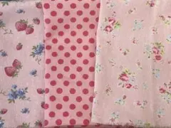 いちご、水玉、花柄の綿麻生地 3枚セット YUWA松山敦子④