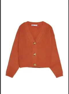 ZARA ニット カーディガン オレンジ