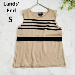 Lands' End ◆ボーダー柄　ノースリーブニット(XS)ブラックベージュのサムネイル