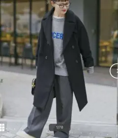 新品未使用 ティッカ 23AW テントコート モヘヤ混 ダブルブレスト ネイビー アウター