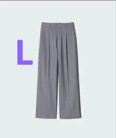 UNIQLO ユニクロ　タックワイドパンツ　グレー　L