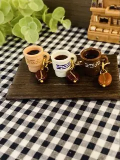cafe⁑☕️コーヒーカップ⁑豆⁑アクセサリーファスナーミニチャーム3個