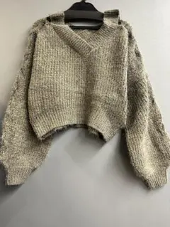 新品 GYDA ジェイダ レースアップシャギーニットトップス