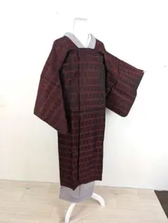 【美品】ロング道行コート 塵除け 雨コート 正絹 身丈125 裄62 赤茶色