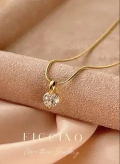 【未使用】FICCINO ネックレス　チタン18KGP CZダイヤモンド