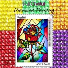 【フルクリスタルビーズ】ダイヤモンドアート A3 薔薇 神秘的／2012FCR フルクリスタルビーズ】ダイヤモンドアート A3 薔薇 神秘的／2012FCR