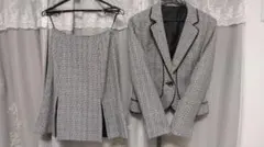 美品グレーツイード柄ジャケットスカートセット7号