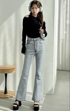 タグ付き 新品未使用 GRL グレイル フリージアハイウエストフレアデニムパンツ