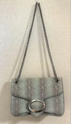 ヘビ柄 グレーショルダーバッグ