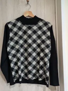 ✿М〜Lサイズ✿チェック柄　ハイネックニットセーター　リラックスタイプ