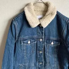 美品✨️【M】裏ボア デニムジャケット Gジャン インディゴブルー レディース
