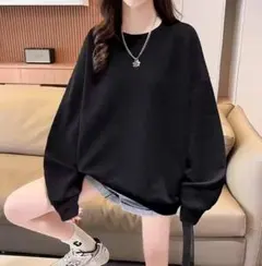 レディース トレーナー 無地 薄手 ゆったり 着ぶくれしない 体型カバー服