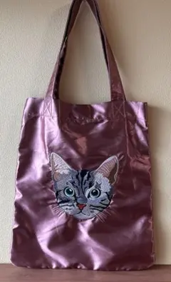 レガートラルゴ　猫　トートバッグ　ピンク　サテン調生地