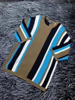 AZUL BY MOUSSY ストライプ柄ニットセーター マルチカラー 七分袖のサムネイル