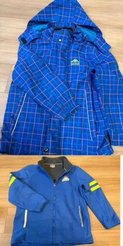 2点set  はずす可能　チェック柄フード付きジャケット