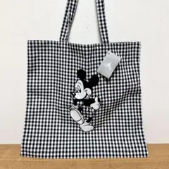 【タグ付き】ディズニーストア ミッキーマウス ギンガムチェック トートバッグ 黒