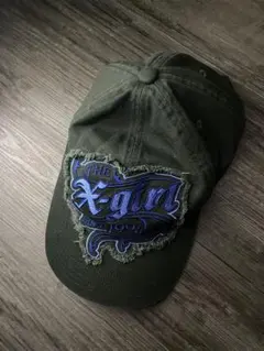 X-girl 刺繍ロゴ キャップ オリーブ【値下げ中】