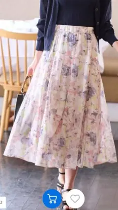 【美品】any SiS 小柄さん用　花柄 フレアスカート ロング丈のサムネイル