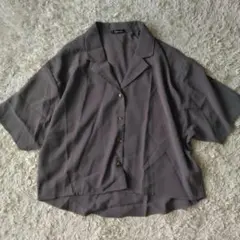未使用 ラダリスタしまむら グレー 開襟シャツ オープンカラーブラウス Mサイズ