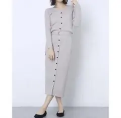 s*3様 【美品】Mystrada Vネックリブタイトニットワンピース （ベルト