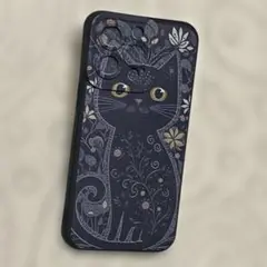 iPhone13pro スマホケース　猫目テクスチャー　ブラック