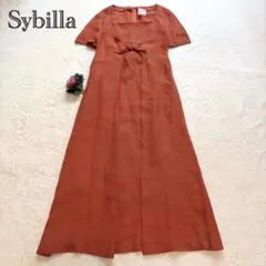 【Sybilla / シビラ】ロングワンピース スクエアネック 胸リボン 麻